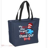 Autism Awareness Why Fit In When You Were Born To Stand Out Puzzle Tote Bag thumb 2