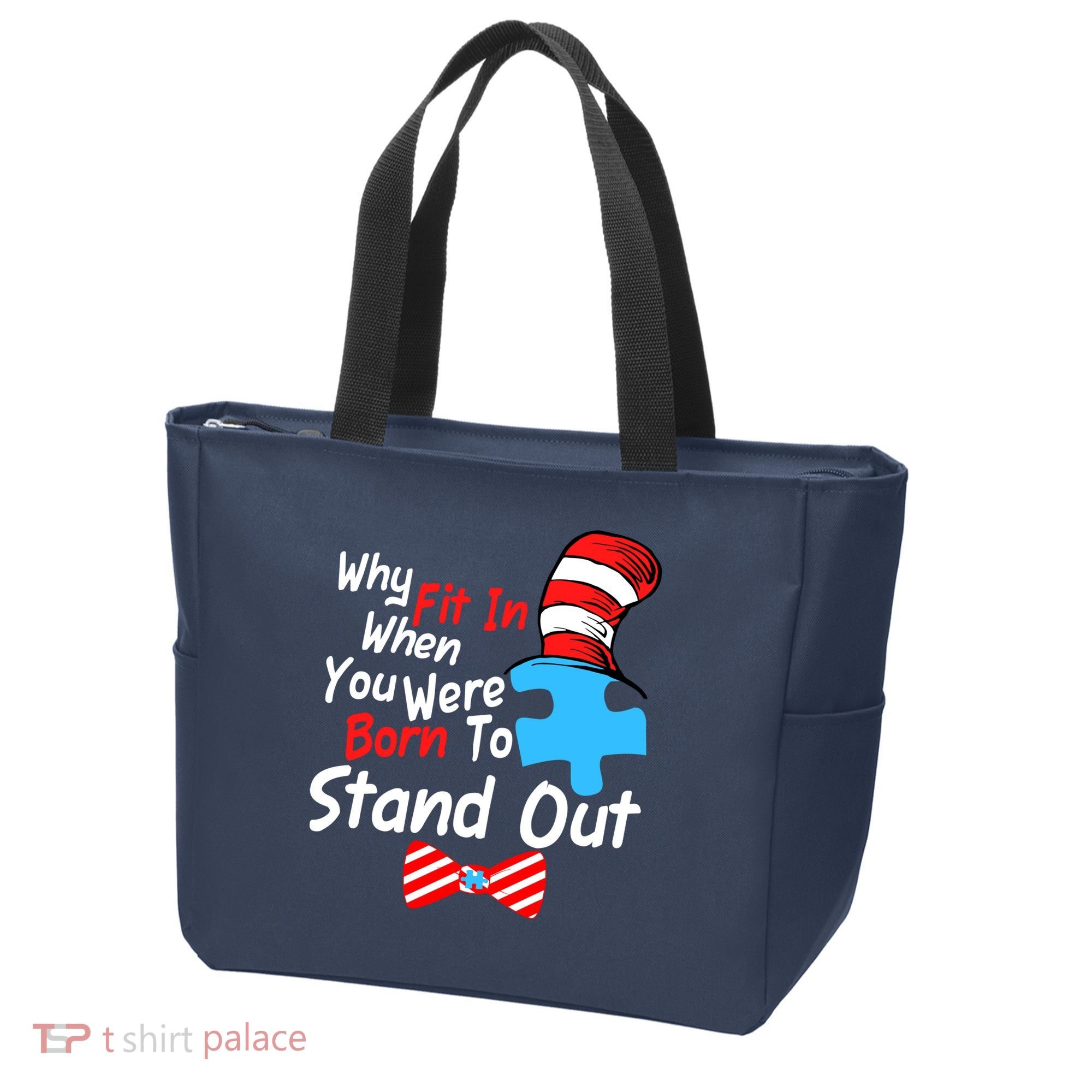 Autism Awareness Why Fit In When You Were Born To Stand Out Puzzle Tote Bag