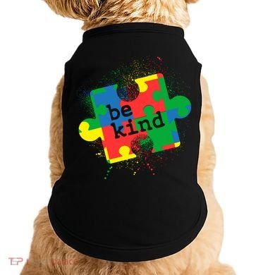 Autism Be Kind Puzzle Piece Splatter Doggie Tank