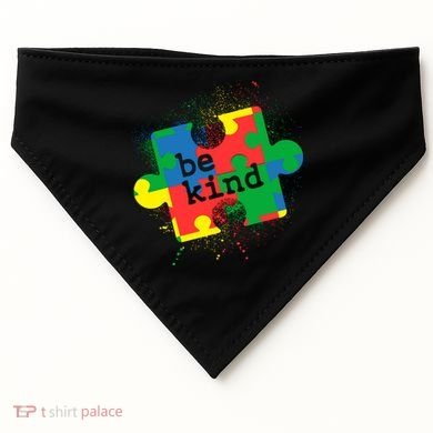 Autism Be Kind Puzzle Piece Splatter USA-Made Doggie Bandana