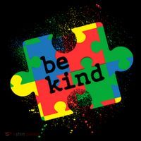 Autism Be Kind Puzzle Piece Splatter USA-Made Doggie Bandana thumb 2