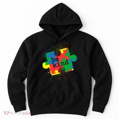 Autism Be Kind Puzzle Piece Splatter Hoodie