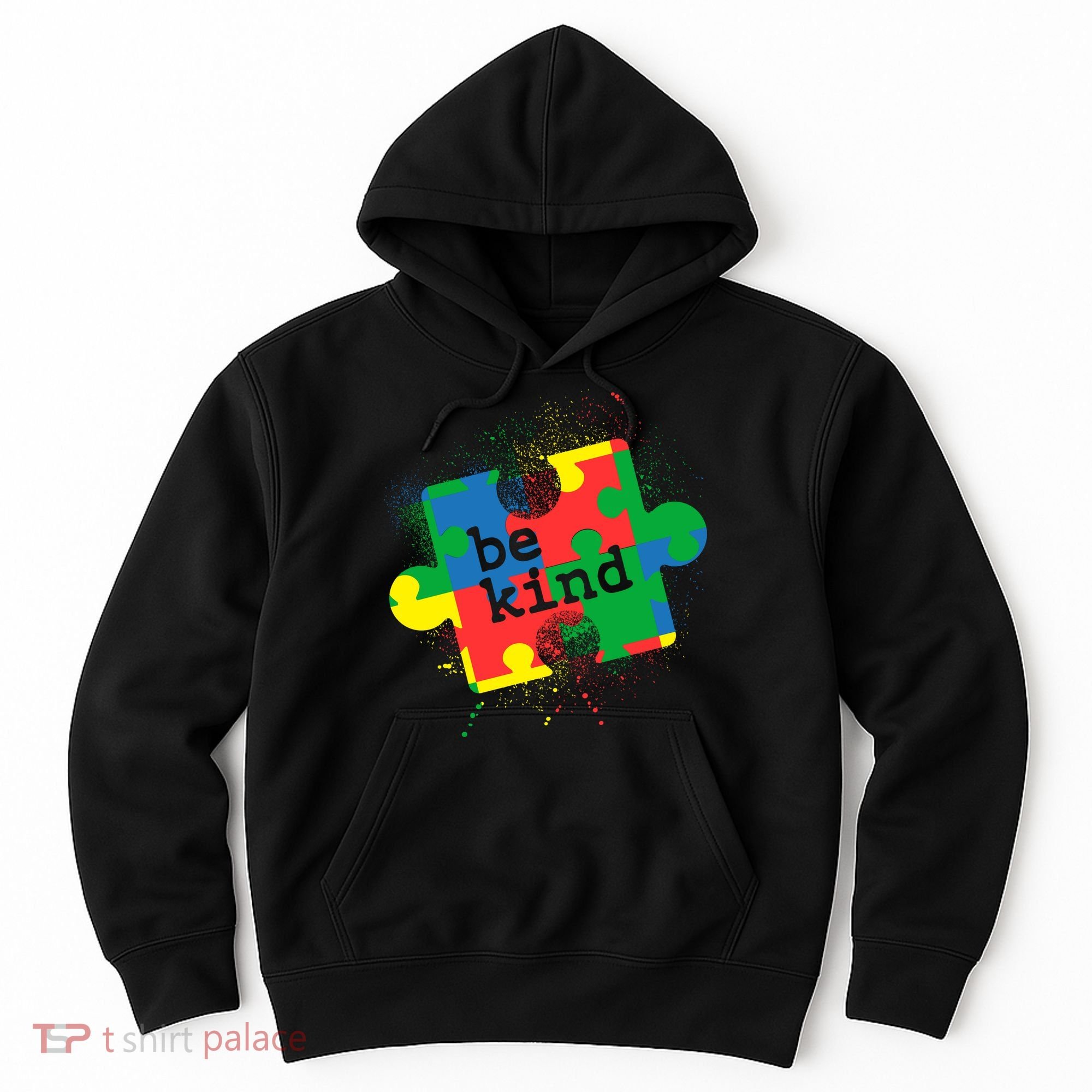 Autism Be Kind Puzzle Piece Splatter Hoodie