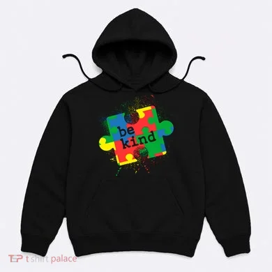 Autism Be Kind Puzzle Piece Splatter Hoodie