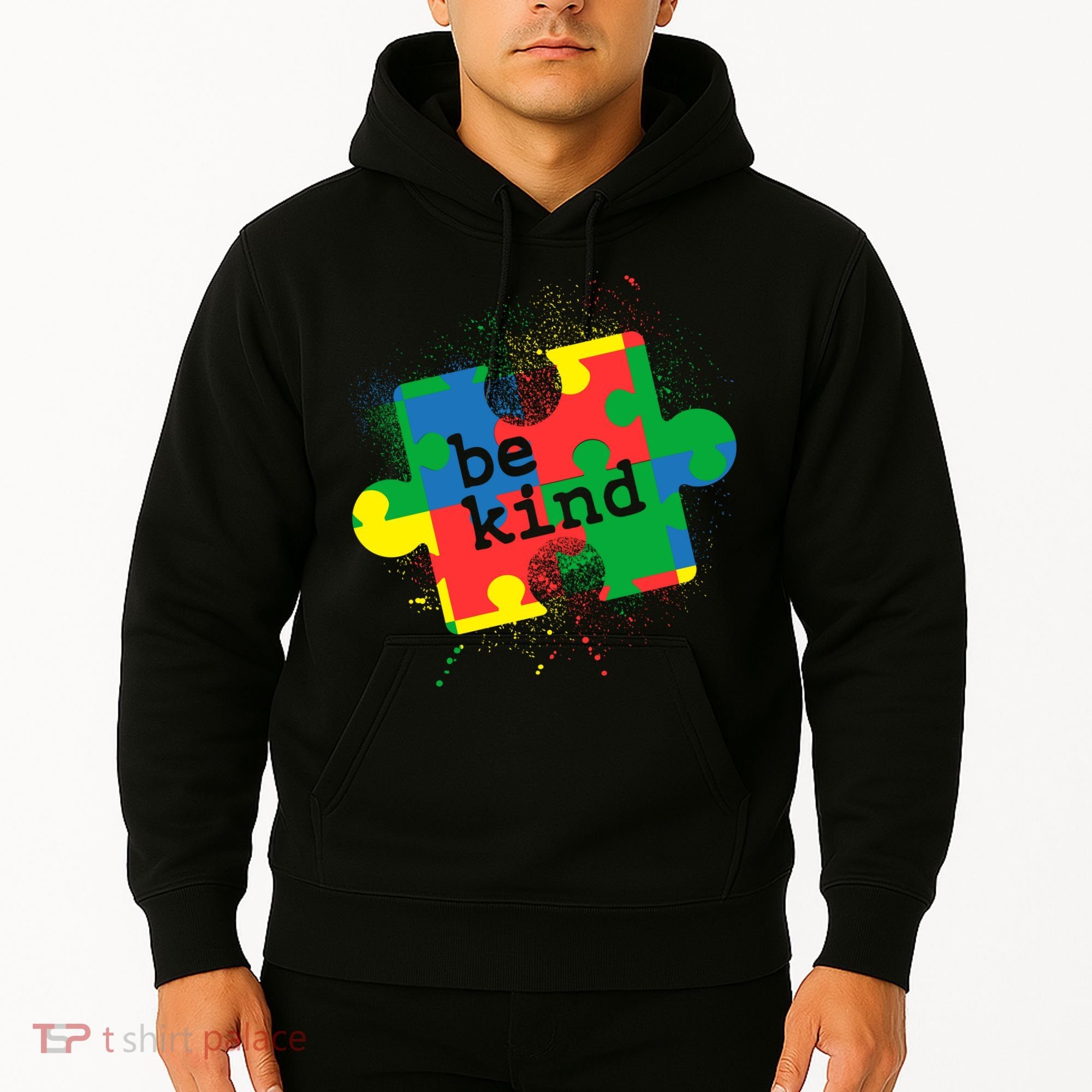 Autism Be Kind Puzzle Piece Splatter Hoodie