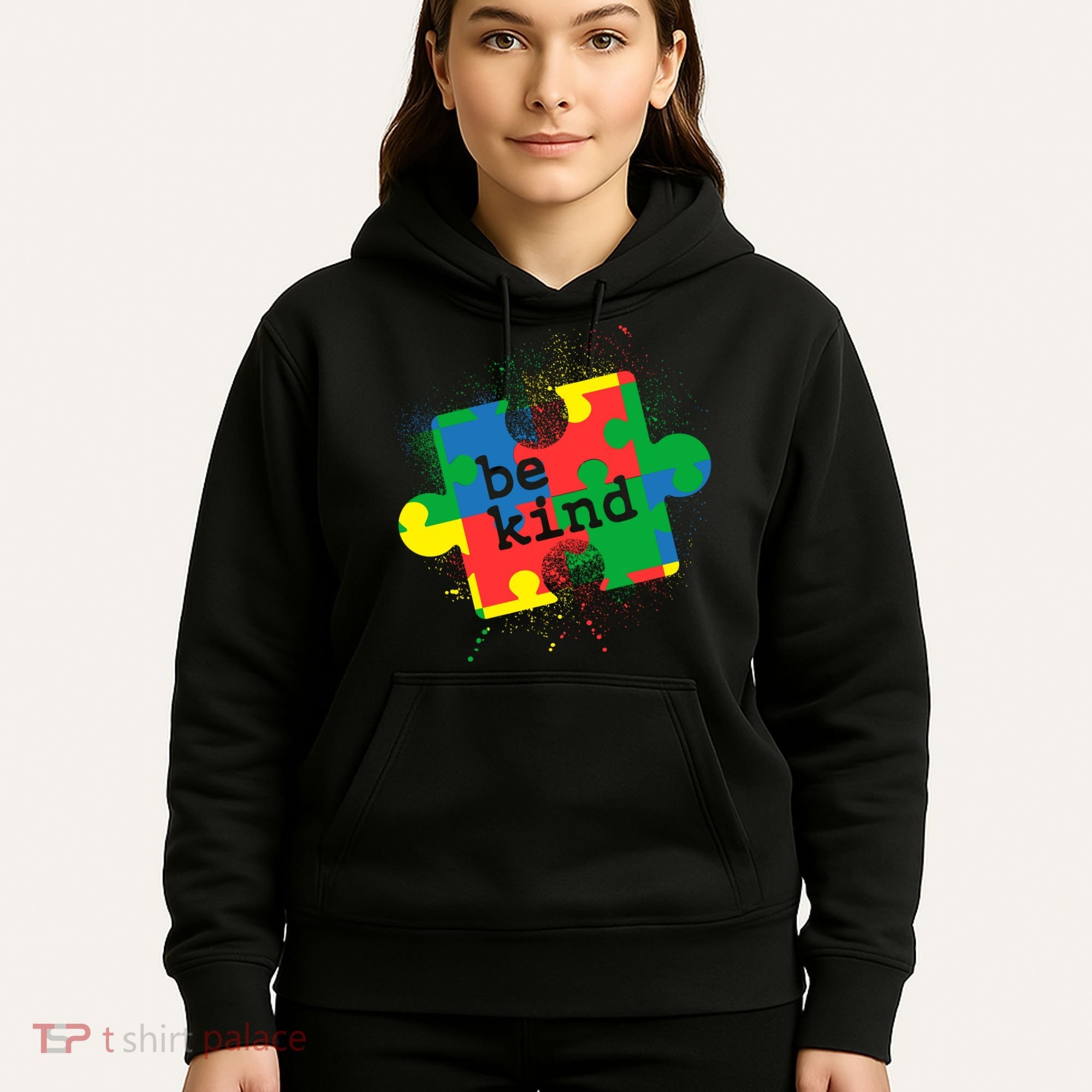 Autism Be Kind Puzzle Piece Splatter Hoodie