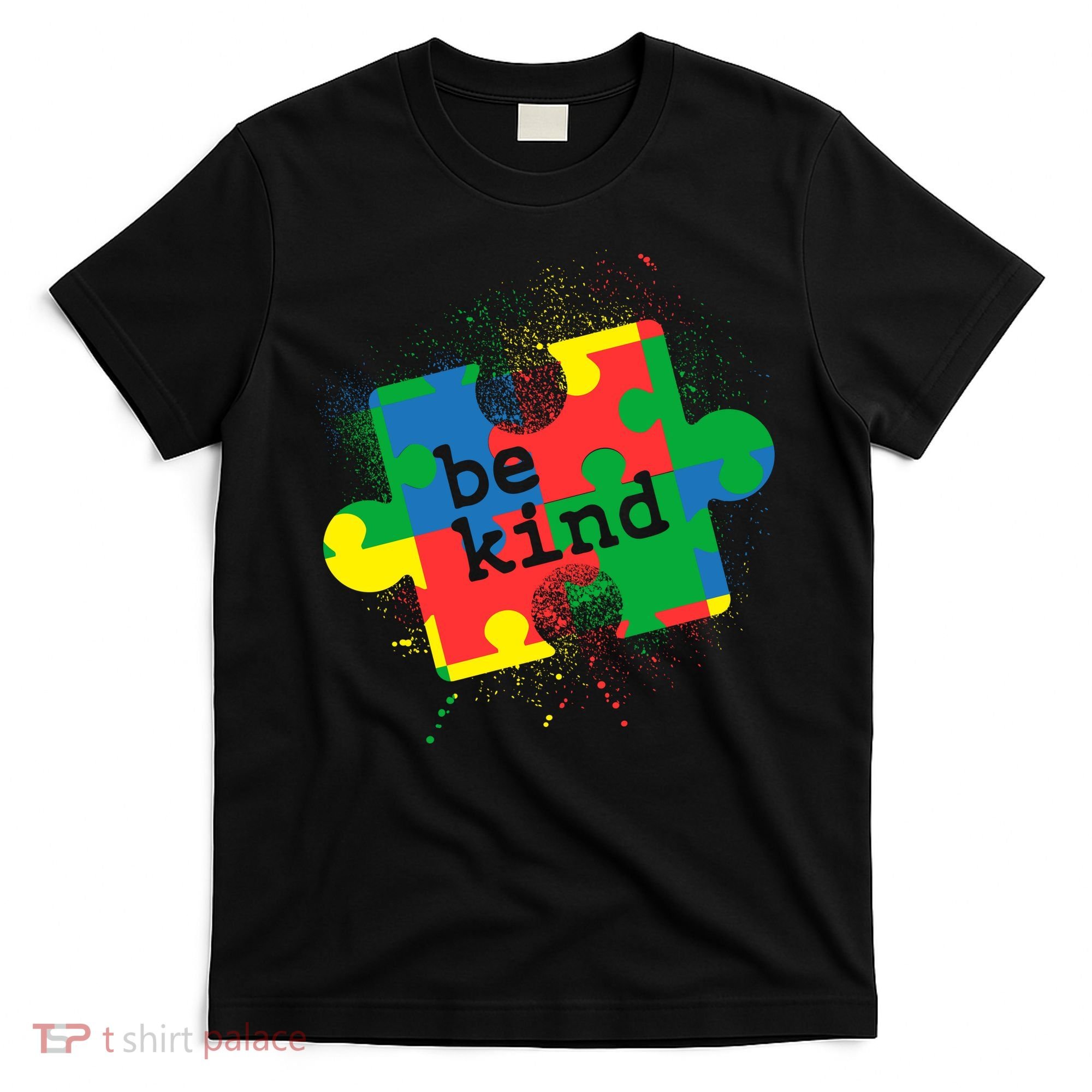 Autism Be Kind Puzzle Piece Splatter T-Shirt