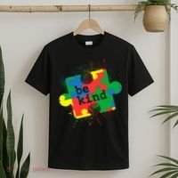 Autism Be Kind Puzzle Piece Splatter T-Shirt thumb 2