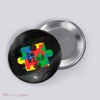Autism Be Kind Puzzle Piece Splatter Button thumb 0
