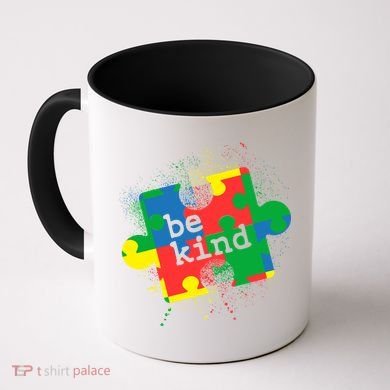 Autism Be Kind Puzzle Piece Splatter Coffee Mug
