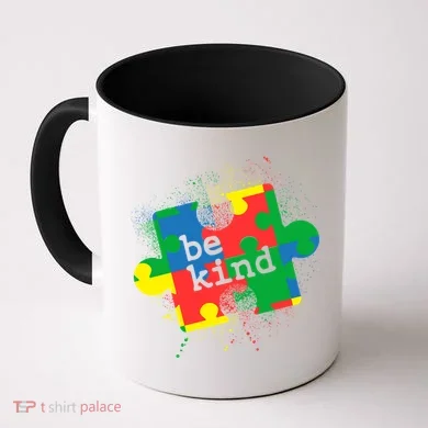 Autism Be Kind Puzzle Piece Splatter Coffee Mug