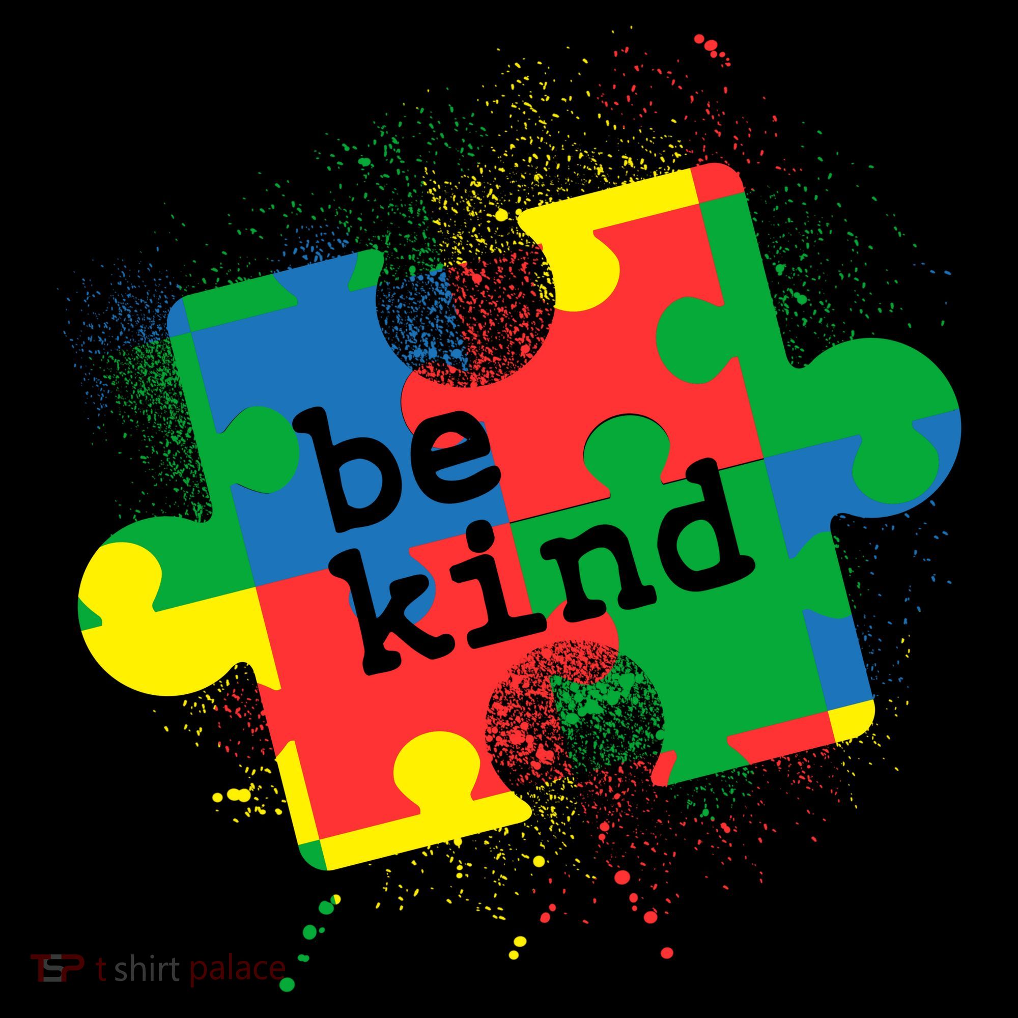 Autism Be Kind Puzzle Piece Splatter Pajama Set