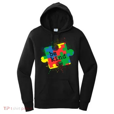 Autism Be Kind Puzzle Piece Splatter Women's Hoodie