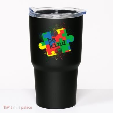 Autism Be Kind Puzzle Piece Splatter Tumbler