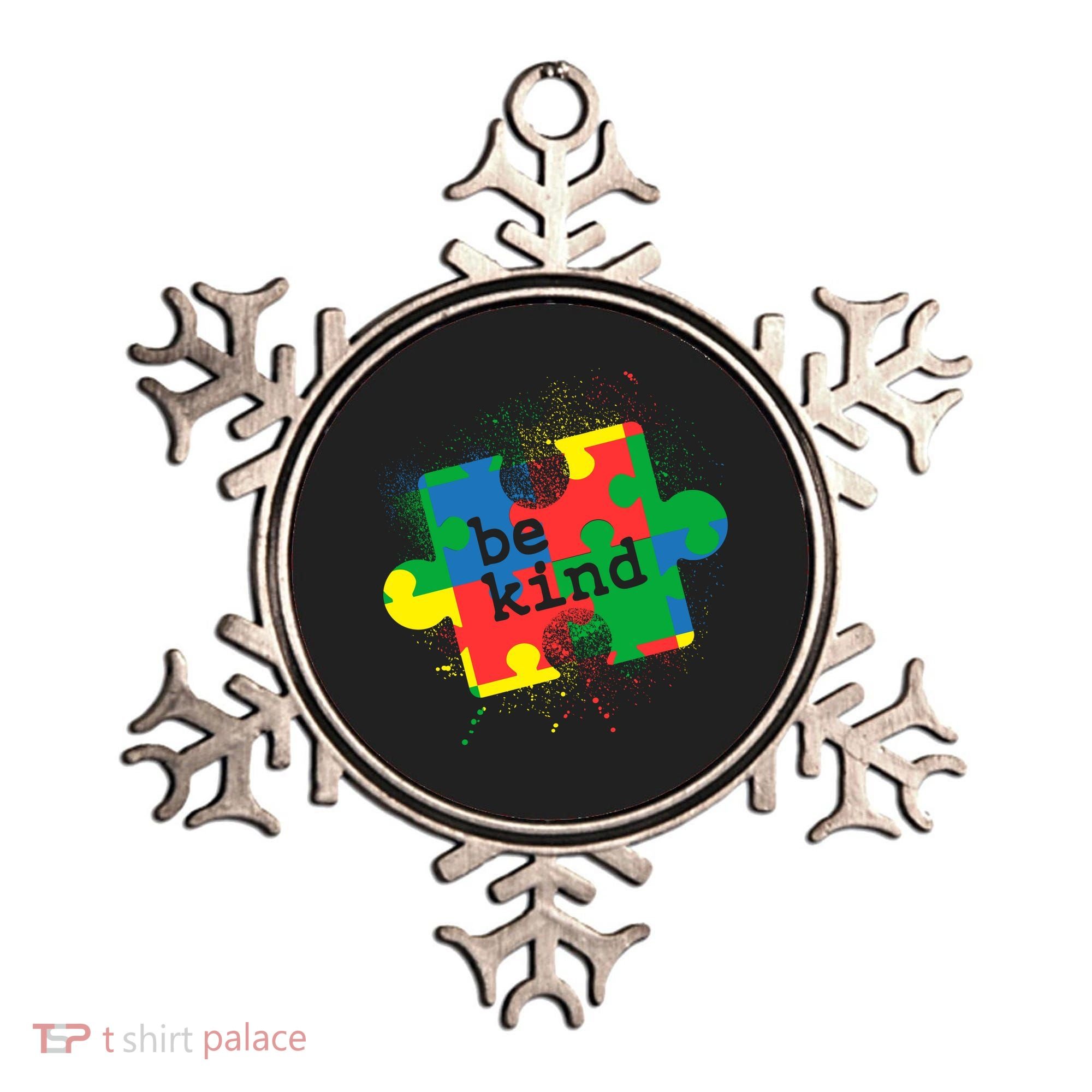Autism Be Kind Puzzle Piece Splatter Ornament