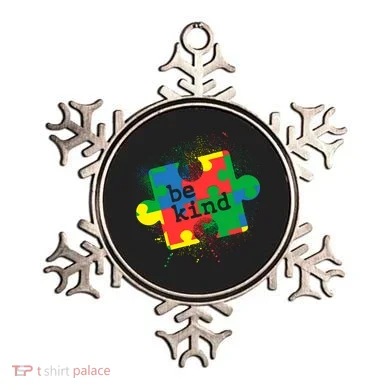 Autism Be Kind Puzzle Piece Splatter Ornament