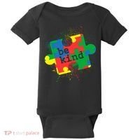 Autism Be Kind Puzzle Piece Splatter Baby Bodysuit thumb 0