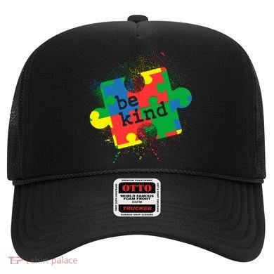 Autism Be Kind Puzzle Piece Splatter Hat