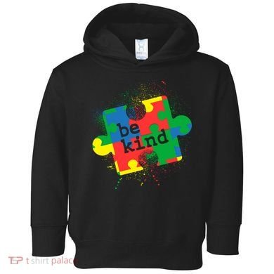 Autism Be Kind Puzzle Piece Splatter Toddler Hoodie