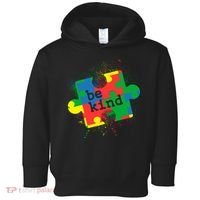 Autism Be Kind Puzzle Piece Splatter Toddler Hoodie thumb 0