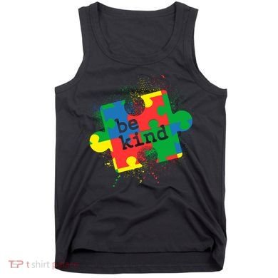 Autism Be Kind Puzzle Piece Splatter Tank Top