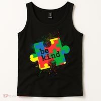 Autism Be Kind Puzzle Piece Splatter Tank Top thumb 2