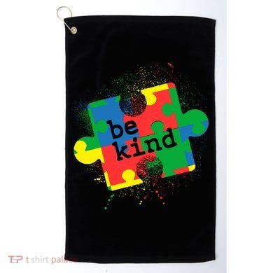 Autism Be Kind Puzzle Piece Splatter Golf Towel