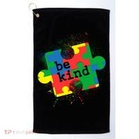 Autism Be Kind Puzzle Piece Splatter Golf Towel thumb 0