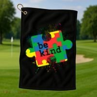 Autism Be Kind Puzzle Piece Splatter Golf Towel thumb 1