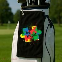 Autism Be Kind Puzzle Piece Splatter Golf Towel thumb 2