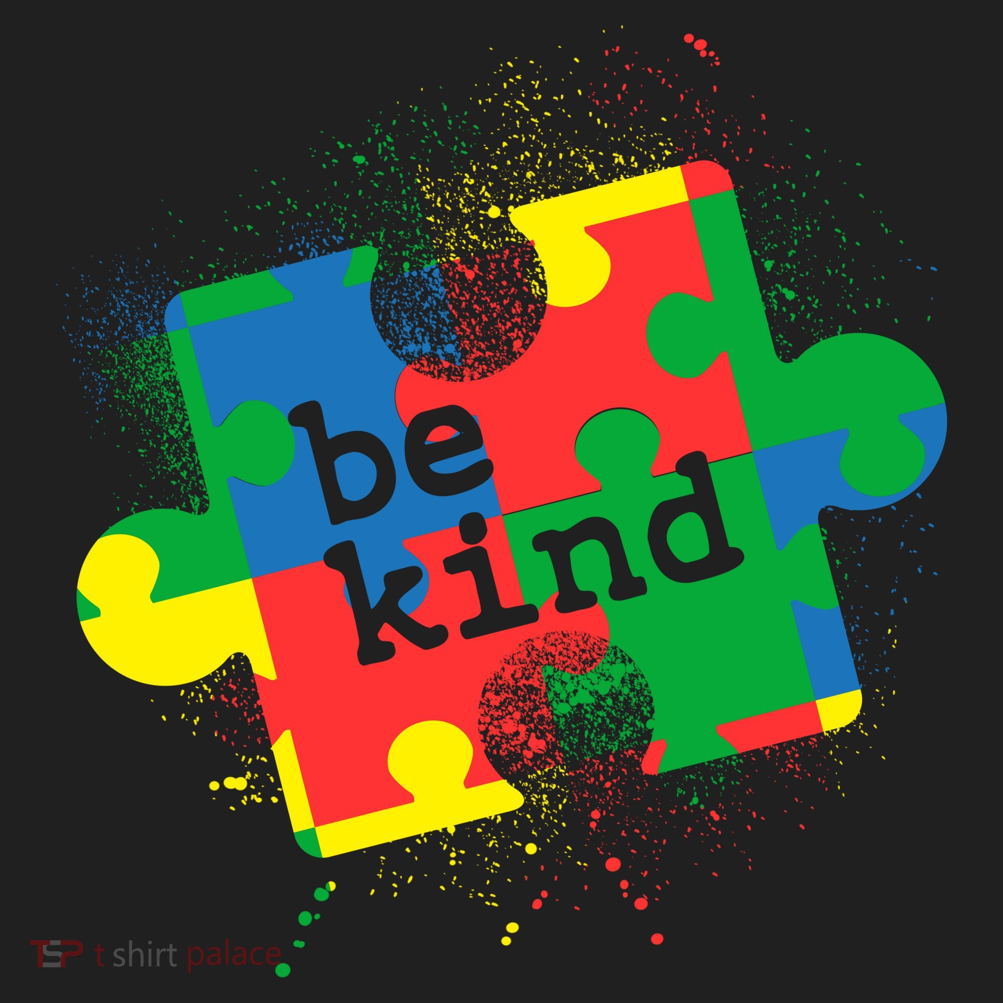 Autism Be Kind Puzzle Piece Splatter Golf Towel