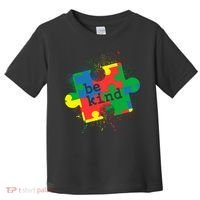 Autism Be Kind Puzzle Piece Splatter Toddler T-Shirt thumb 0