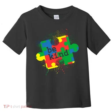 Autism Be Kind Puzzle Piece Splatter Toddler T-Shirt