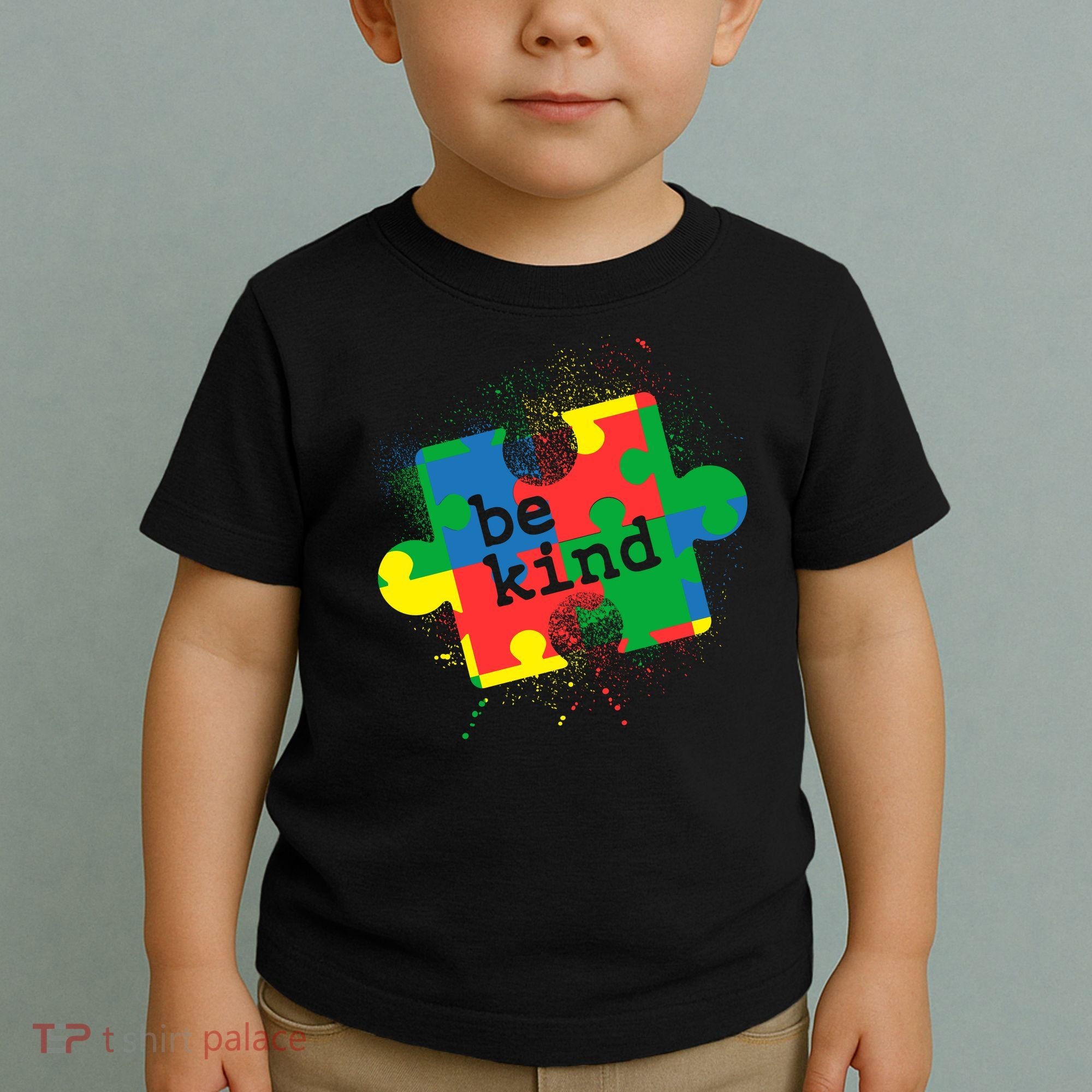 Autism Be Kind Puzzle Piece Splatter Toddler T-Shirt