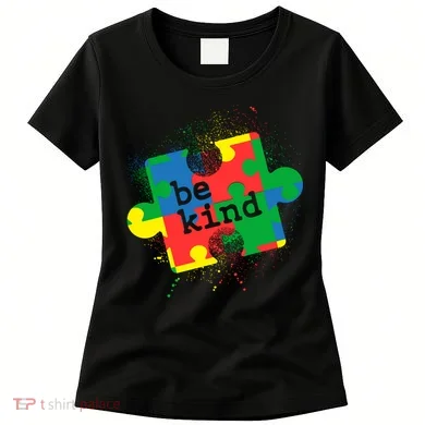 Autism Be Kind Puzzle Piece Splatter Women's T-Shirt