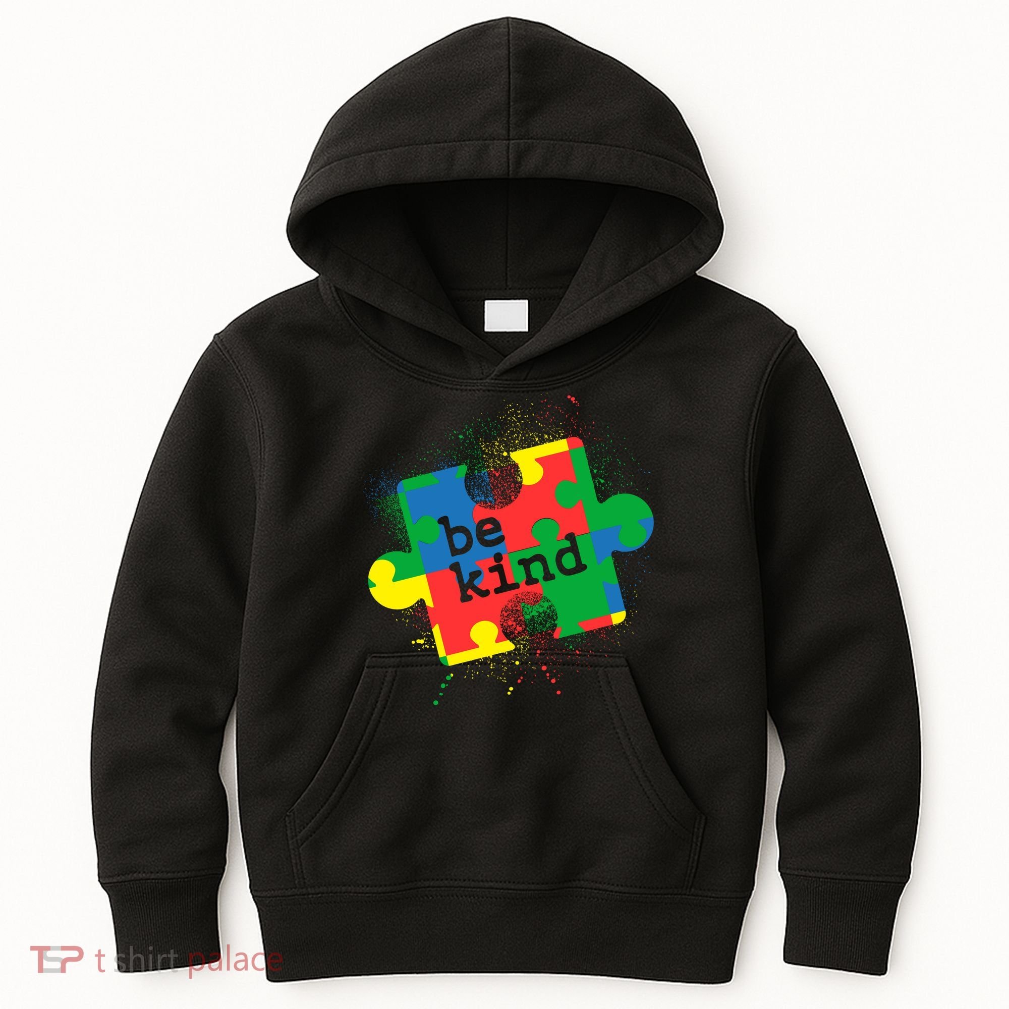 Autism Be Kind Puzzle Piece Splatter Kids Hoodie