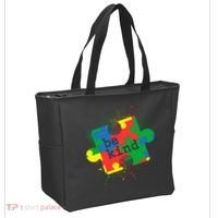 Autism Be Kind Puzzle Piece Splatter Tote Bag thumb 2