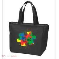 Autism Be Kind Puzzle Piece Splatter Tote Bag thumb 3