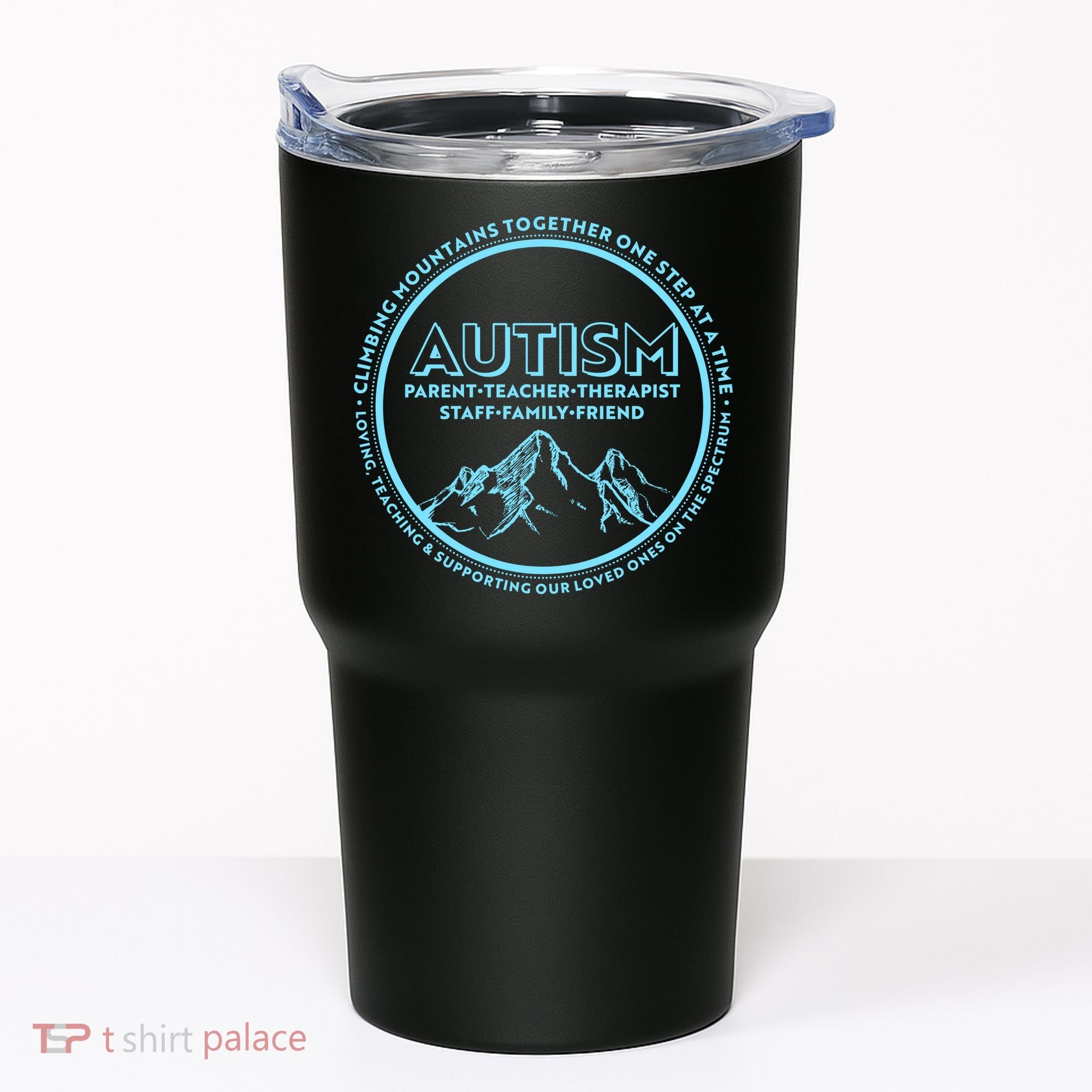 Autism Climbing Mountains Together Tumbler