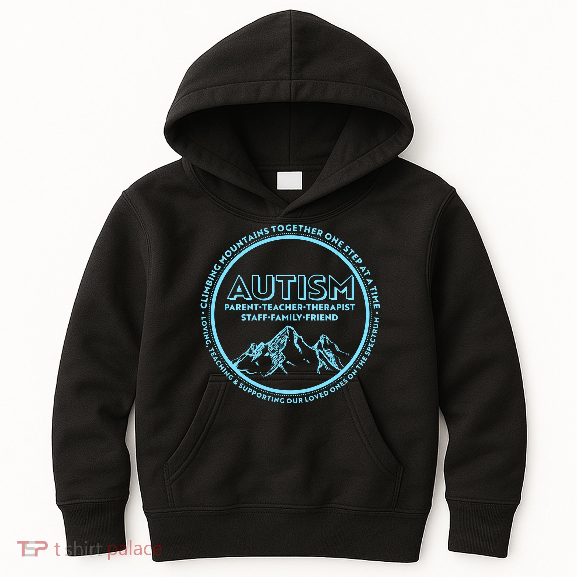 Autism Climbing Mountains Together Kids Hoodie