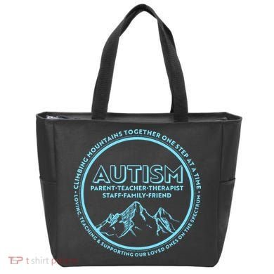 Autism Climbing Mountains Together Tote Bag
