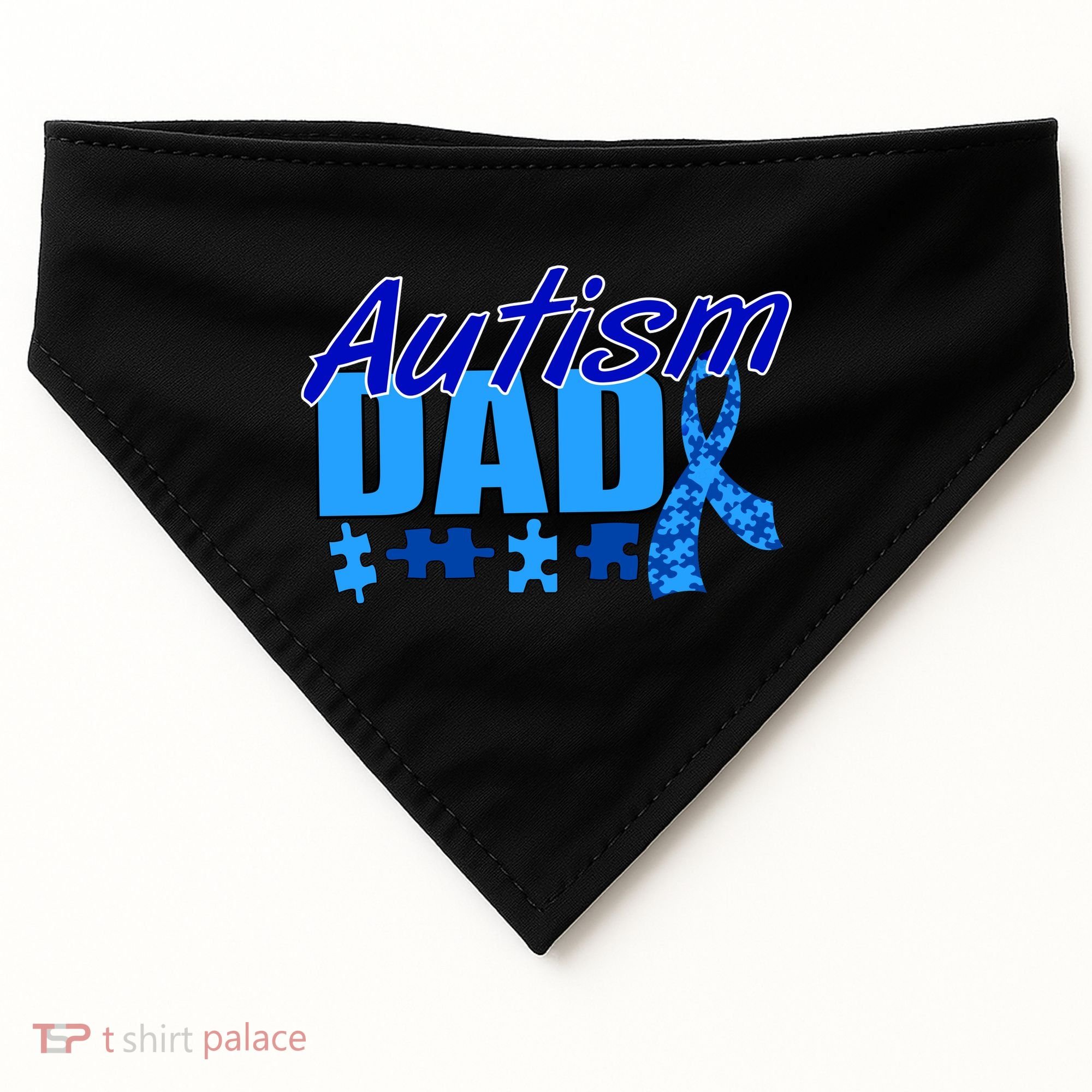 Autism Dad Awareness Ribbon USA-Made Doggie Bandana