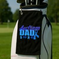 Autism Dad Awareness Ribbon Golf Towel thumb 2