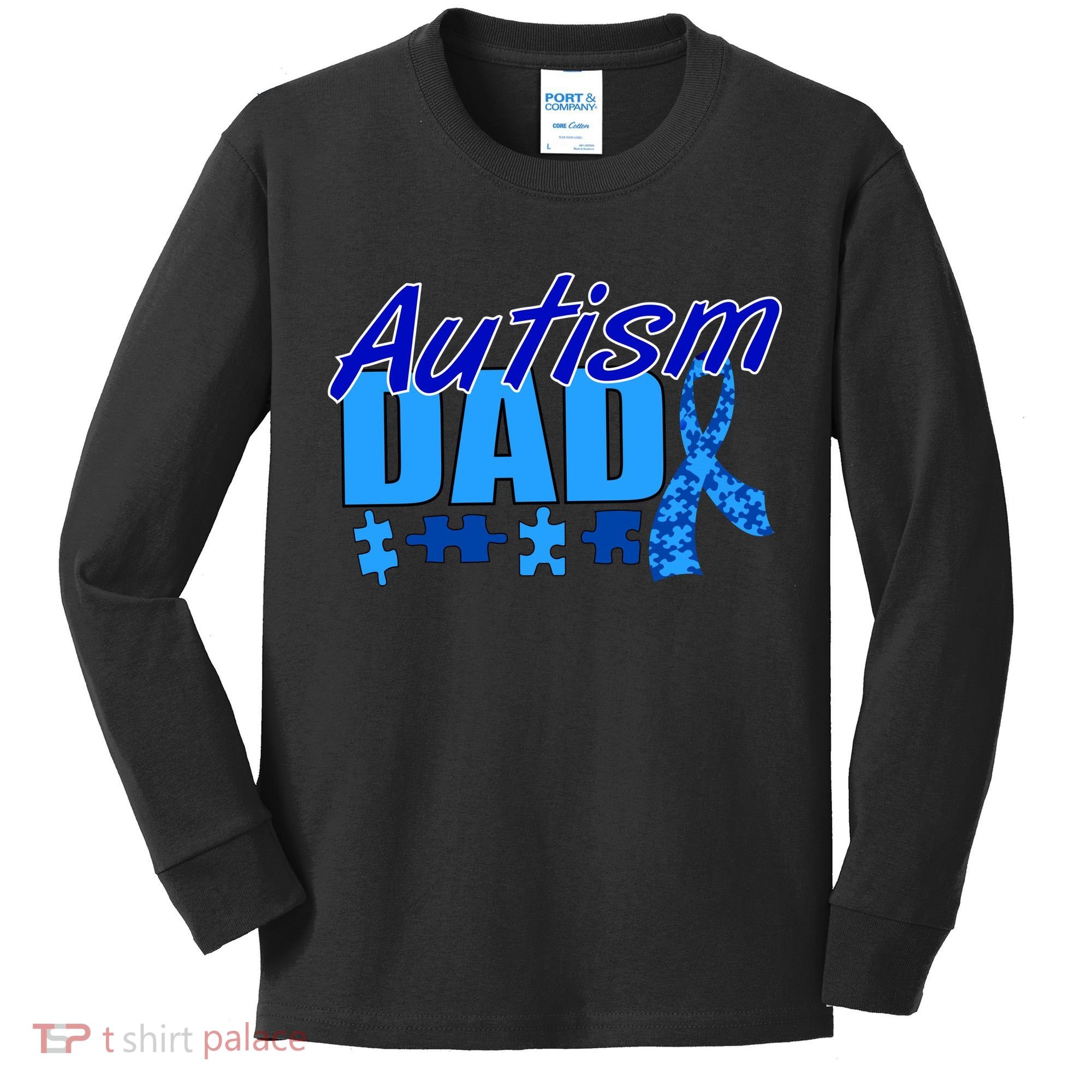 Autism Dad Awareness Ribbon Kids Long Sleeve Shirt