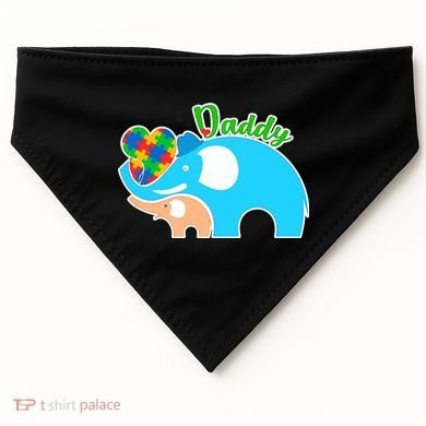 Autism Daddy Cute Elephant USA-Made Doggie Bandana