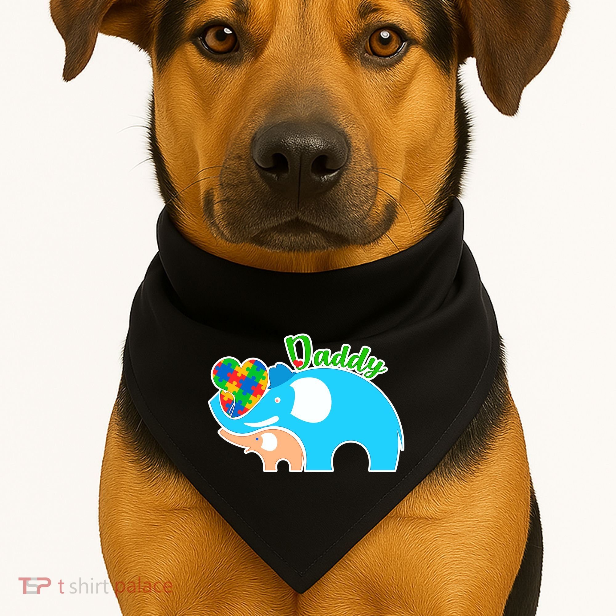 Autism Daddy Cute Elephant USA-Made Doggie Bandana