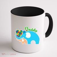 Autism Daddy Cute Elephant Coffee Mug thumb 1