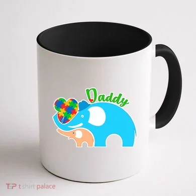 Autism Daddy Cute Elephant Coffee Mug back