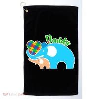 Autism Daddy Cute Elephant Golf Towel thumb 0