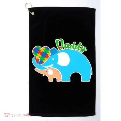 Autism Daddy Cute Elephant Golf Towel